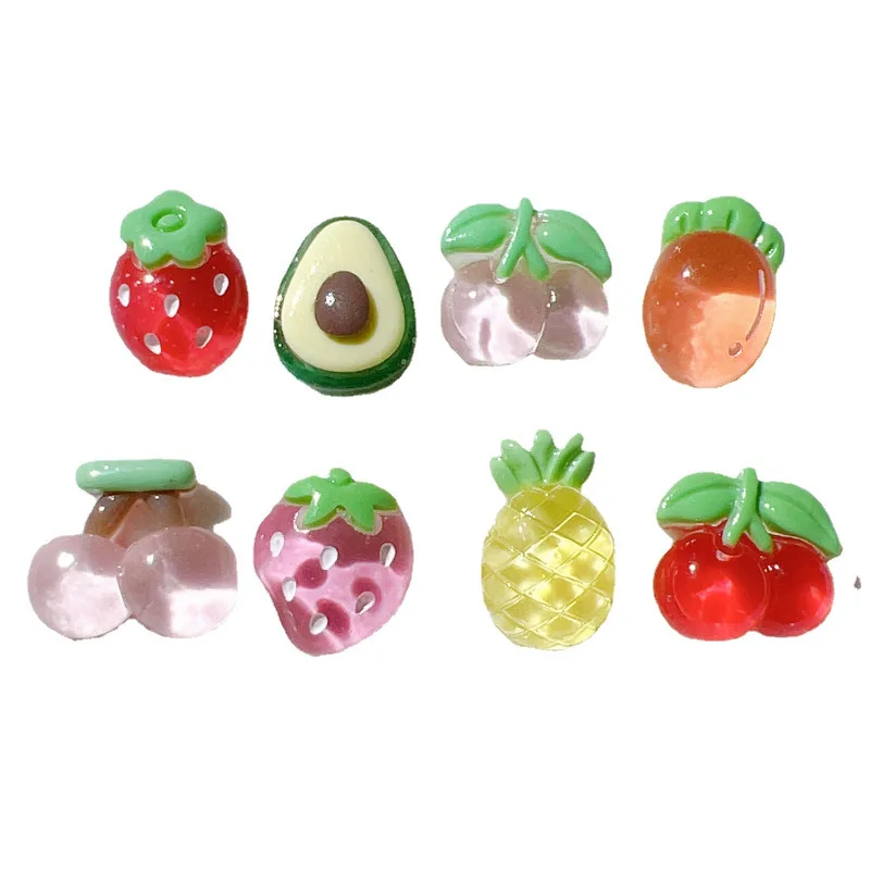 Transparente Fruit Resin Acessórios, Decoração de Cabelo DIY, Caso Do Telefone Celular, Fivela De Sapato, Decoração De Roupas, Material Artesanal, 10 Pcs