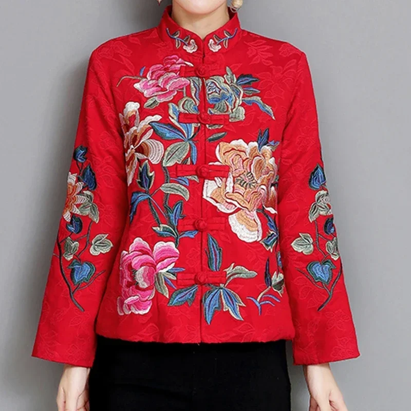 Autumn and Winter New Ethnic Style Women's Vintage Embroidery Chinese Style Modified Tang Costume Long Sleeve Short Jacket Hanfu