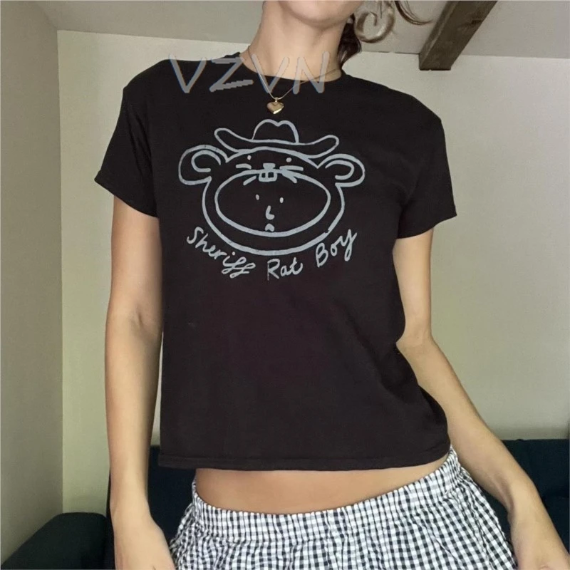 

Y2K Korean Popular Clothes Emo Summer Baby Tee Streetwear Gothic Harajuku Graphic Aesthetic Print T-shirt Women Vintage Crop Top