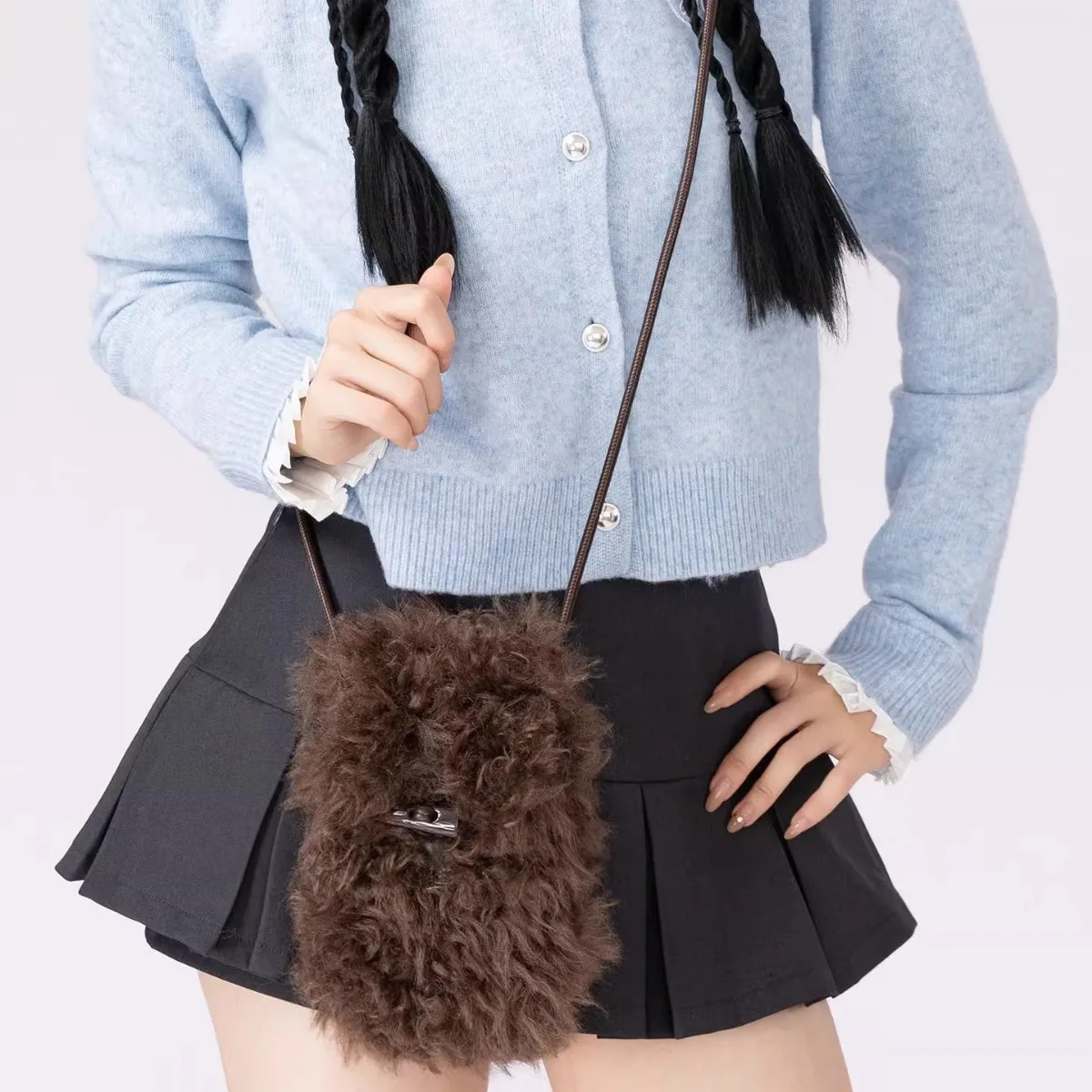 

Fluffy Plush Shoulder Bag Winter Mini Crossbody Bags for Women Faux Fur Bag NEW Phone Flap Women's Bags Warm Soft Purses Pouch