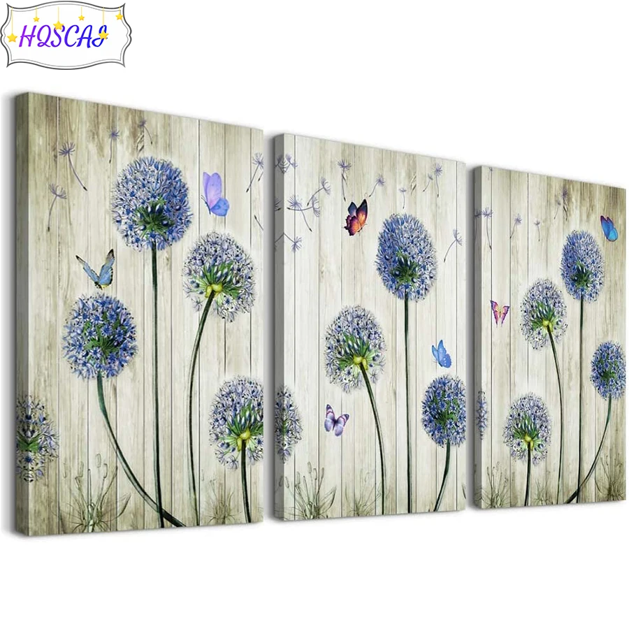 

3pcs dandelion, butterfly full round Diamond Painting Cross Ctitch Kits Diamond art Mosaic Embroidery Painting New Year Gift