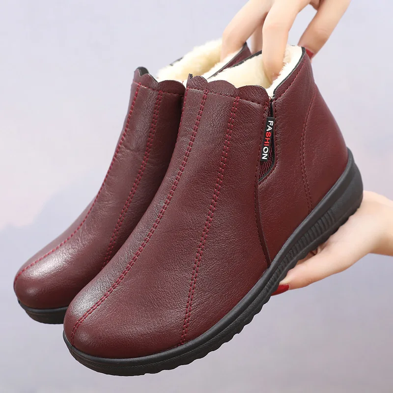 Stivali da donna 2022 inverno nuovi stivaletti in pelle da donna Slip On comodi morbidi tenere in caldo scarpe da donna stivali da neve da donna