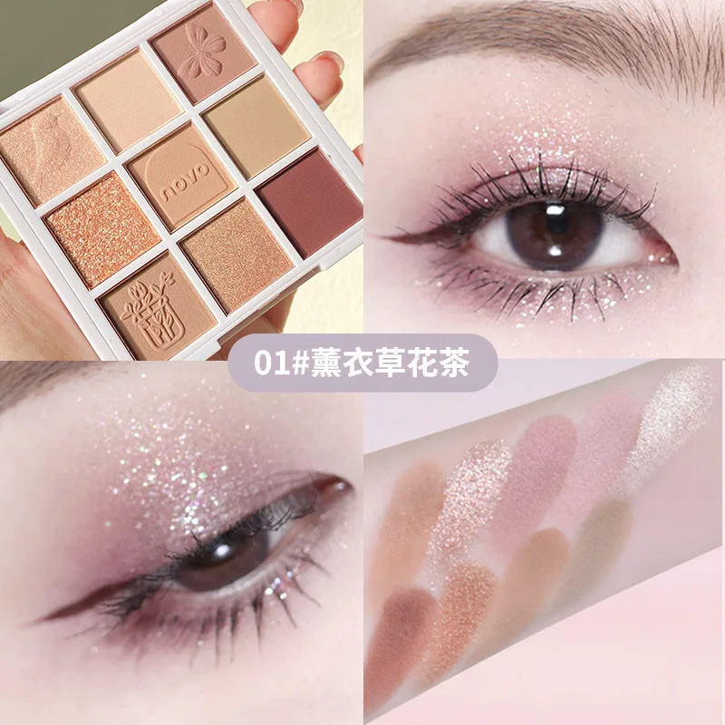 زهرة تعرف تسعة ألوان علبة ظلال العيون تسعة قصر شبكة ماتي اللؤلؤ الصيف الحليب الشاي الأرجواني الخوخ الوردي الطازجة المتخصصة #4