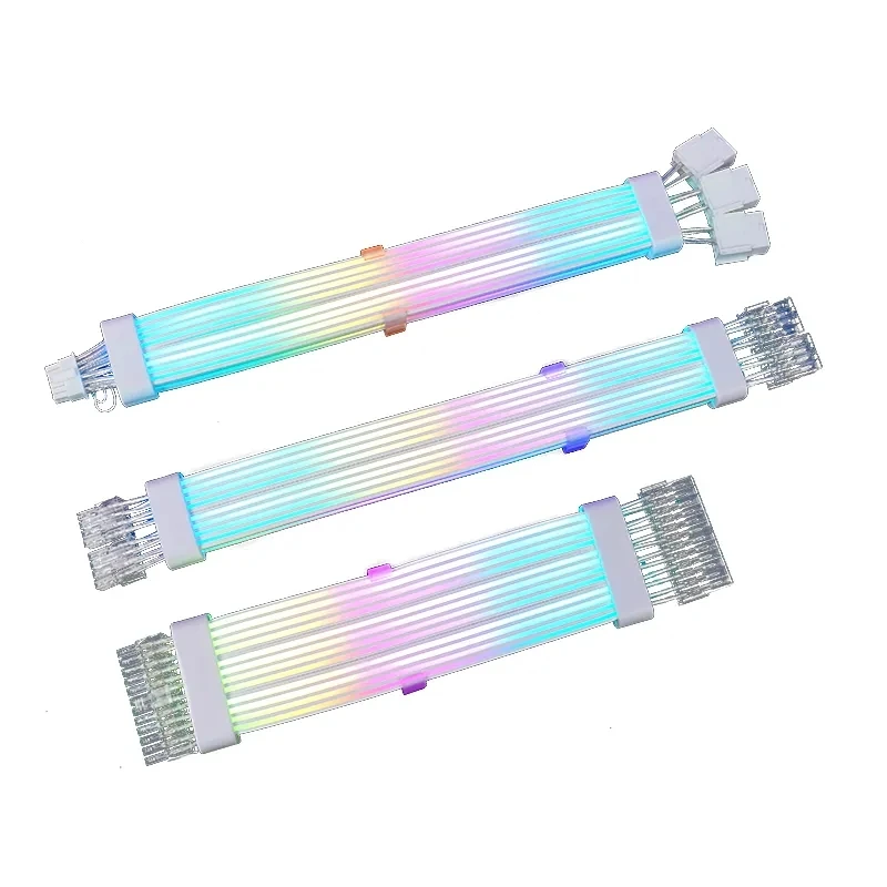 PC Case 5V 3Pin SYNC RGB Cable, ATX 24Pin + PCI-E GPU 8PinX2, Neon Color Line ARGB Streamer Transfer Adapter