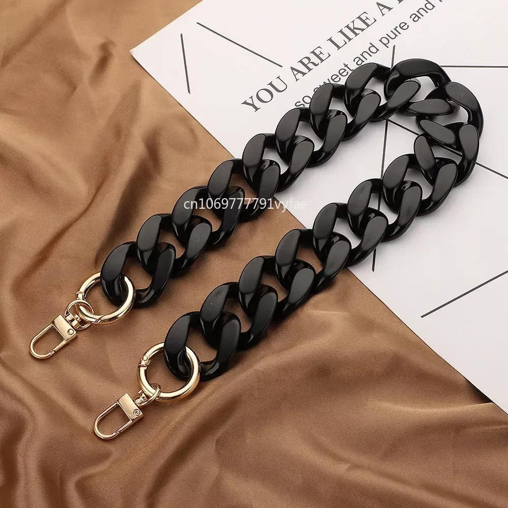 Large Flat Chain Strap Acrylic Clear Chain Luxury Handbag Strap Replacement Purse Clutches Handles for Handbags DIY Crafts