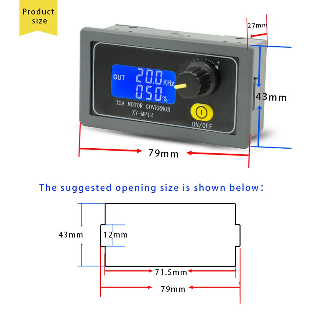 XY-MP12 6V-30V Motor PWM Speed Controller 12A 360W Integrated Drive Control Functions Programmable Multi-parameter LCD Encoder