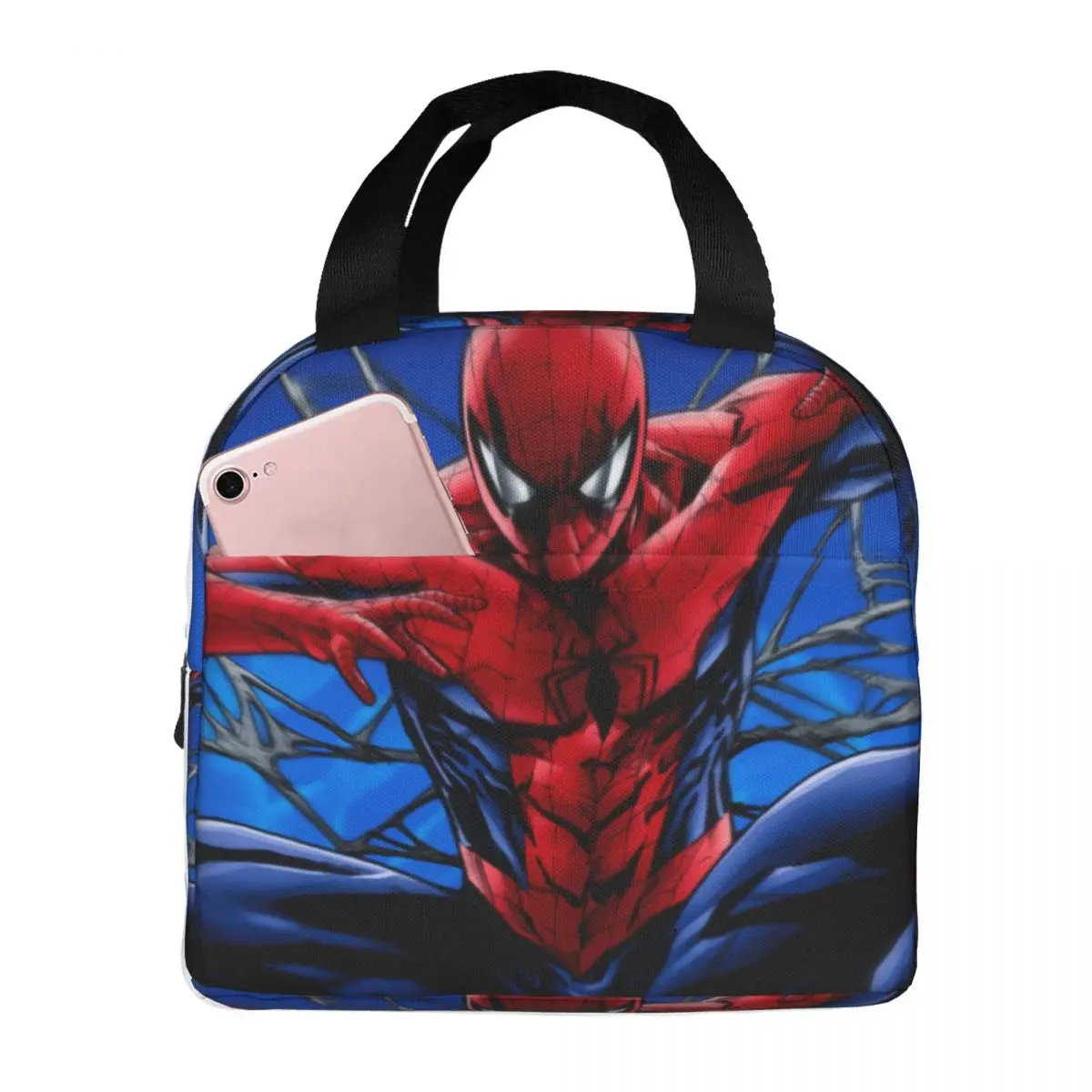 Hiking Fun And Funny Tote Cooler Portable Fashion Marvel Spider Man Lunch Food Box Students Food Bags