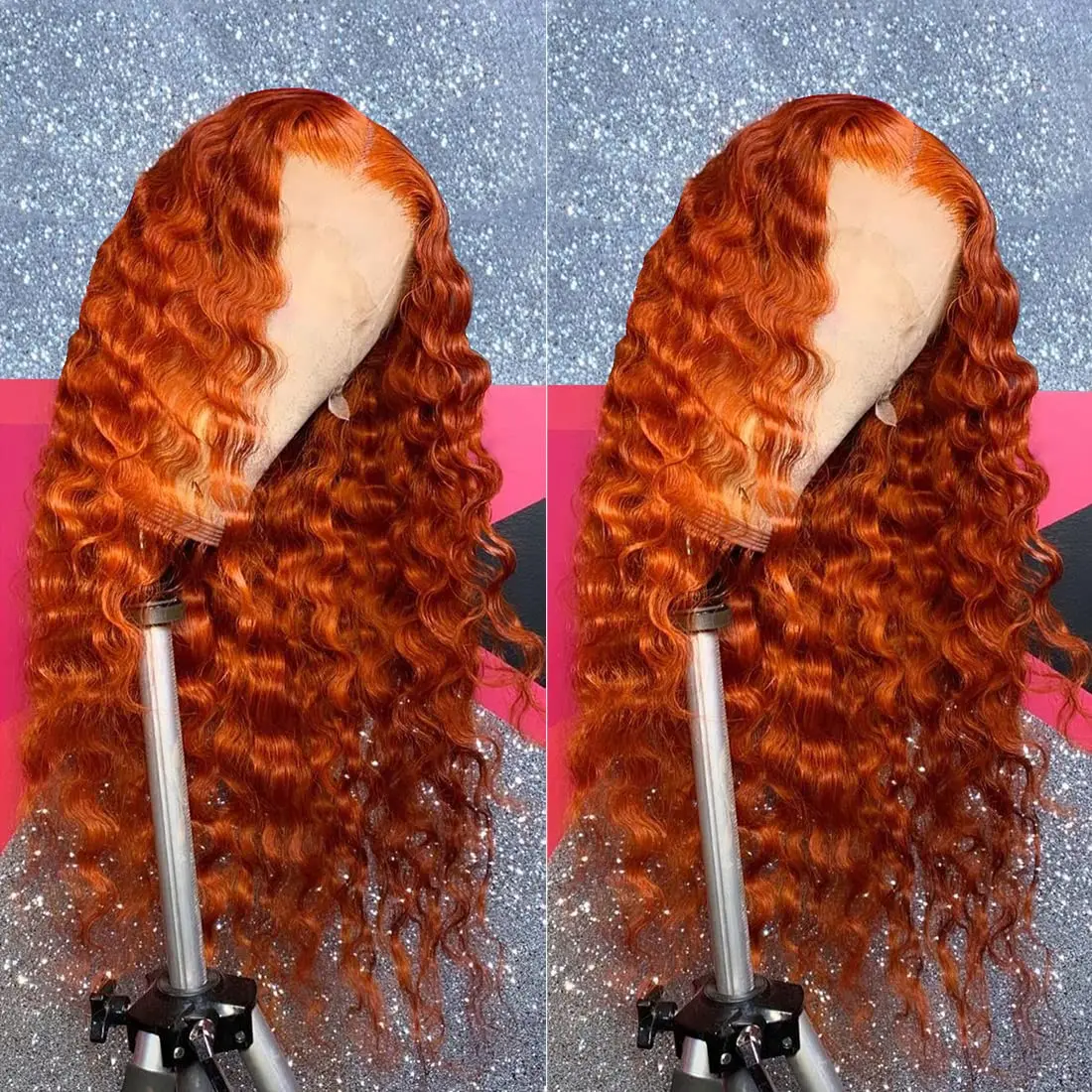 Peluca de cabello humano Remy para mujer, postizo de encaje Frontal de 13x6, 13x4, naranja y jengibre, pelo rizado de color