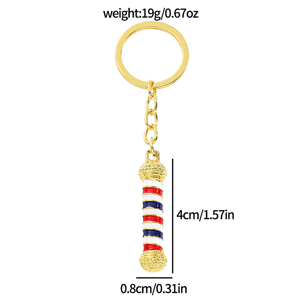 Japanese and Korean Fashion Car Keychain, Drip Oil, Barber Shop Turn Light Sign, Alloy Keychain Pendant, Girl and Boy Gift