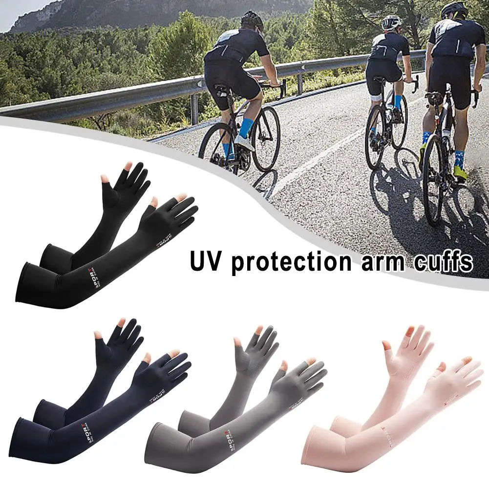 Summer Ice Silk Sunscreen Sleeve Sun Protection Anti Hand Driving Long Protector UV Cycling Breathable Quick Gloves Drying Z7U1