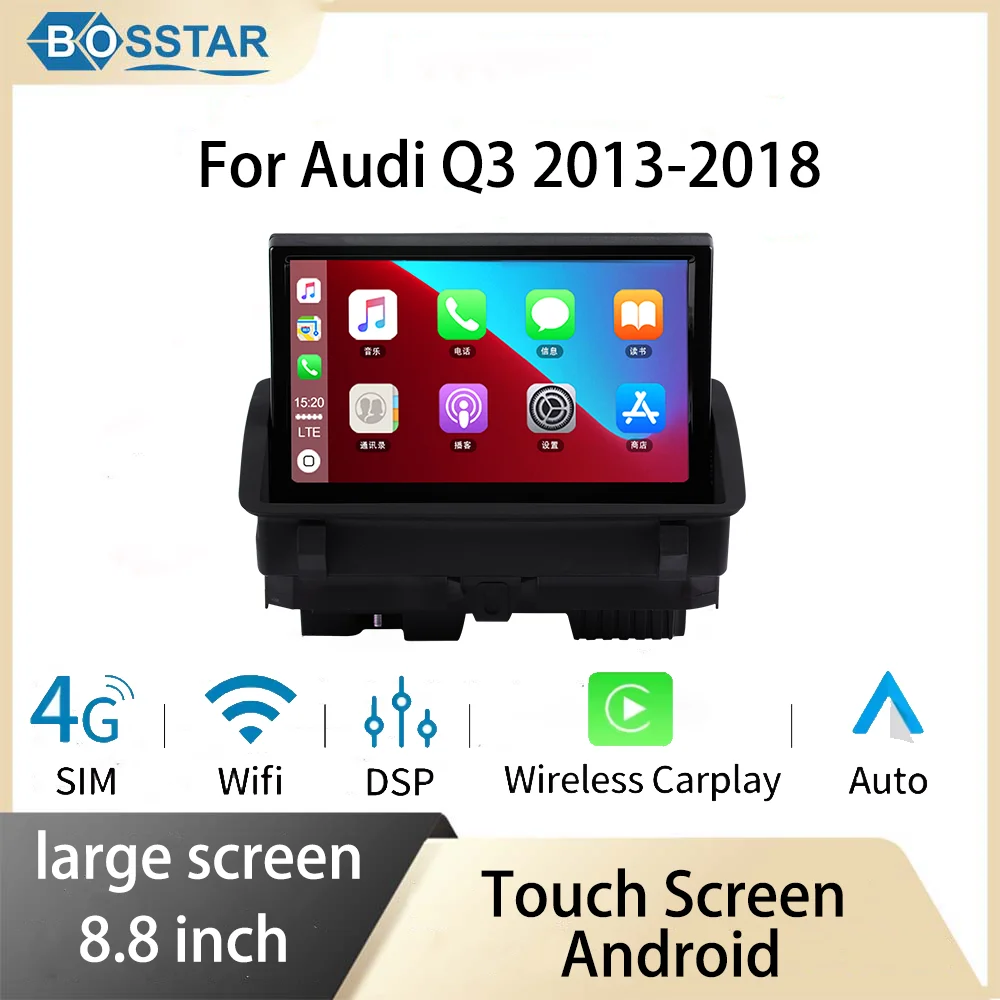 

For Audi Q3 2013-2018 8.8" Android Auto Carplay Screen Upgrade Full Screen Mirror GPS Navi Autoradio