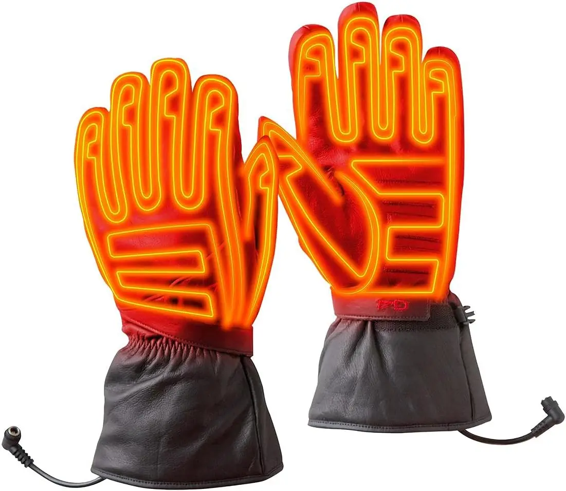 

Men's Motorcycle Heated Gloves, Leather Water-Resistant 12V for Cold Weather Riding