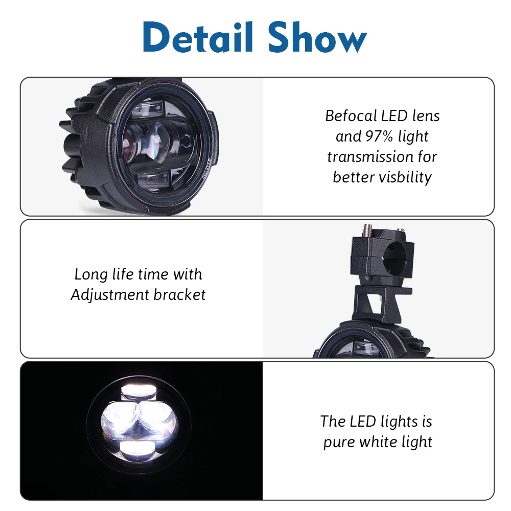 Motorcycles Headlight Led Auxiliary Driving Light For Honda Suzuki BMW R1200GS F800GS F700GS YAMAHA TENERE 700 Front Fog light.