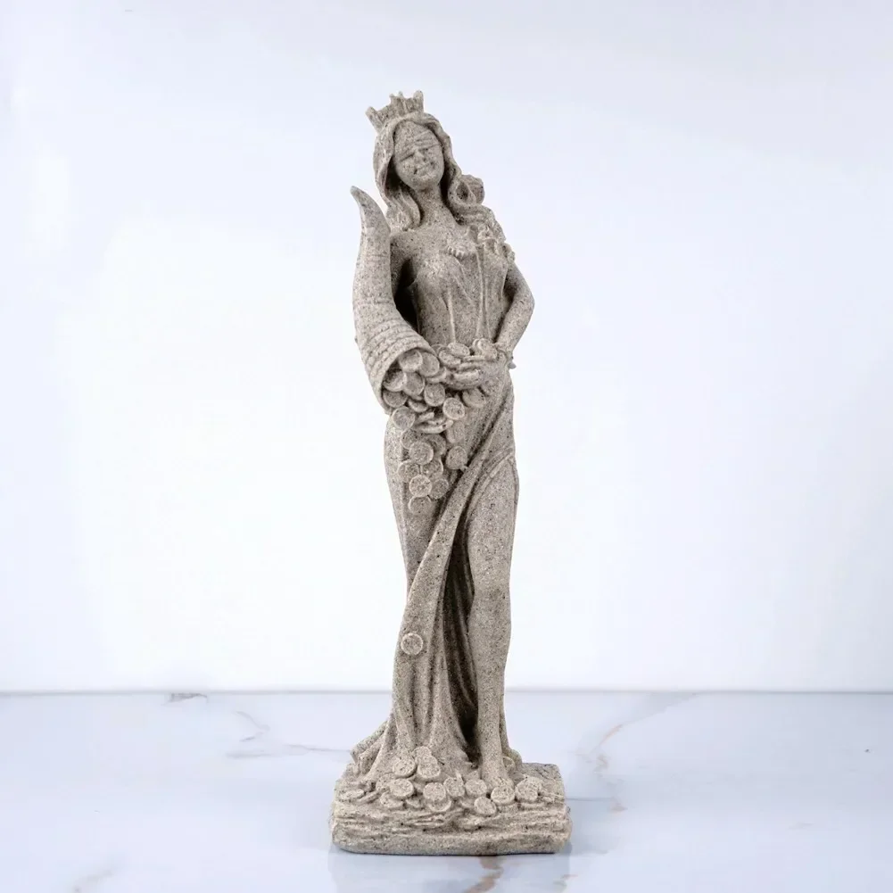 Vilead Sandstone Statue of Fortune Wealth Figurines Creative Goddess Miniature White Office Shop Vintage Home Decor Souvenirs