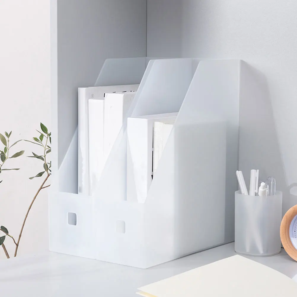 Thickened Plastic File Rack Document Organizer Desktop Vertical Bookshelf Transparent Storage Shelves for Office Home Study Room