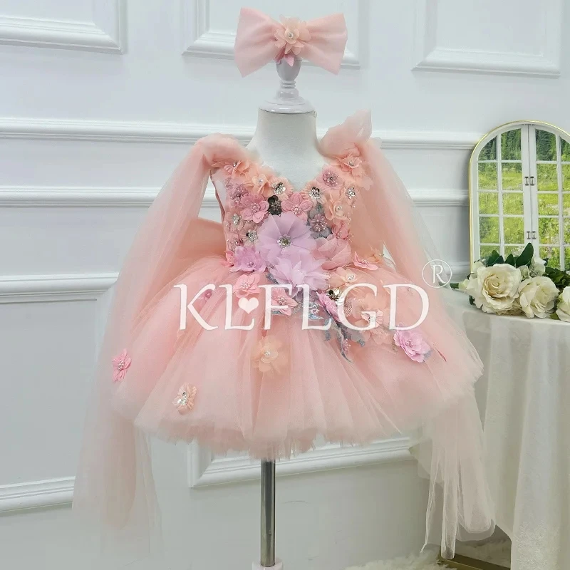 

KLGFLD Gorgeous girls prom dress high-end elegant dress attending party evening dress for girls Christmas dress suitable for 2-8