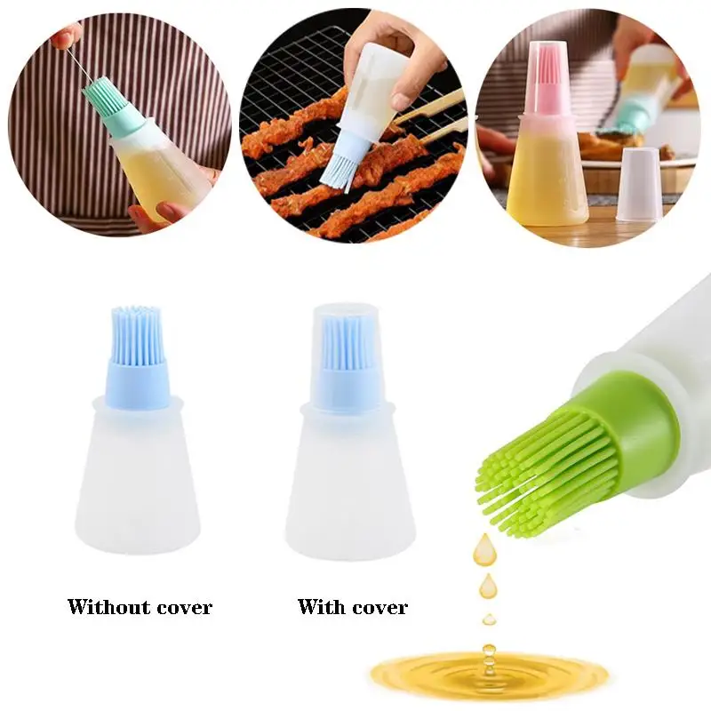 

4Pc Silicone Oiler with Brush Seasoning Seasoning Sauce Brush with Scale oil Bottle BBQ Kitchenware Gadgets Grilling Frying Tool