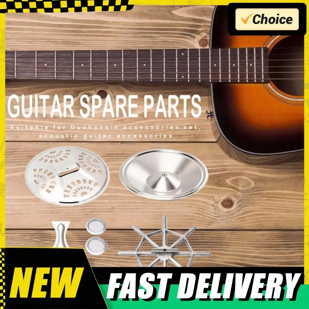 

8Pcs Silver Wood Dobro Guitar Parts Resonator Cones Soundhole Screens Tailpiece Spider Bridge Saddle Musical Instrument Parts