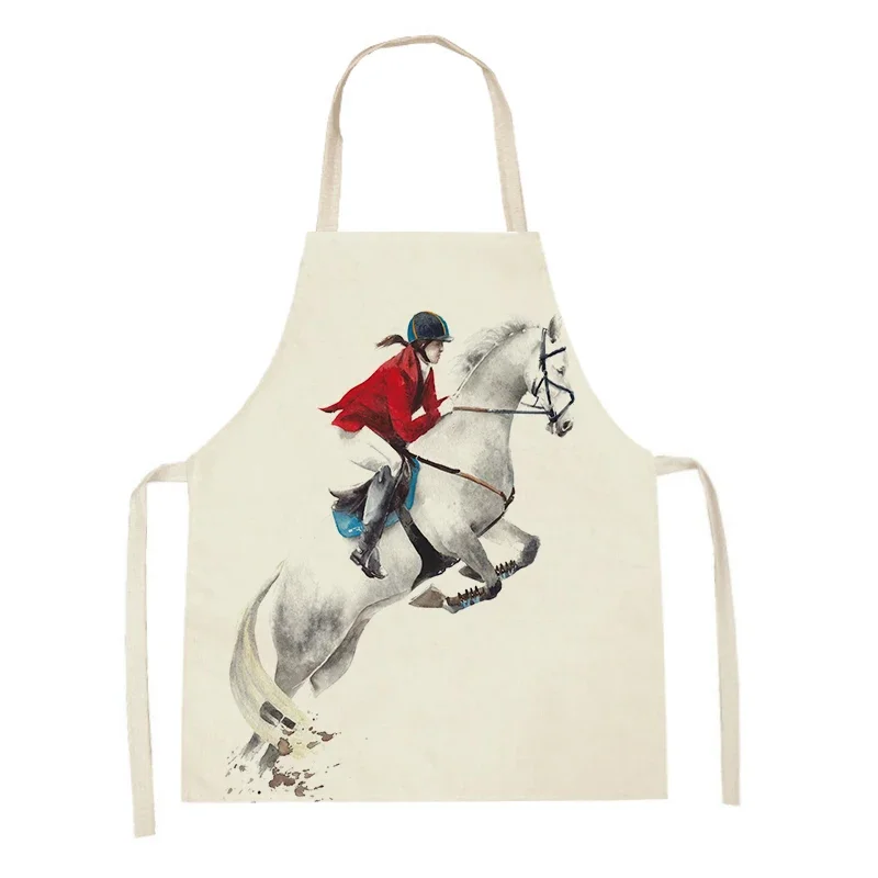 Horse Riding Pattern Apron Baking Accessories Aprons for Women Kitchen Cooking Accessories Men Kitchen Apron Cleaning Tools