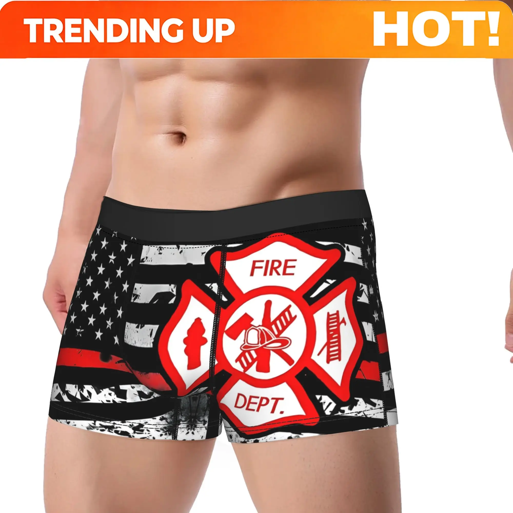 adults 18 plus firefighter boxers Florian Cross Underpants Breathbale Panties Men Underwear Print Shorts Boxer Briefs