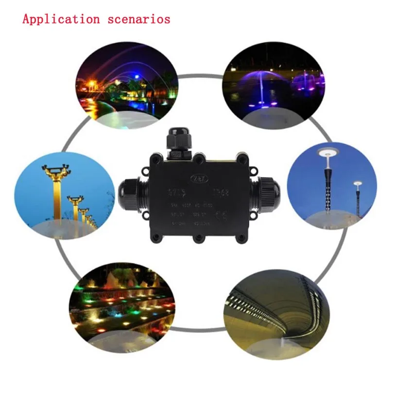 IP68 방수 정션 박스 2 웨이 3 웨이 6-12mm 커넥터 글 랜드 전기 24A 450V 밀폐형 지연 제 야외 방수 박스 IP6