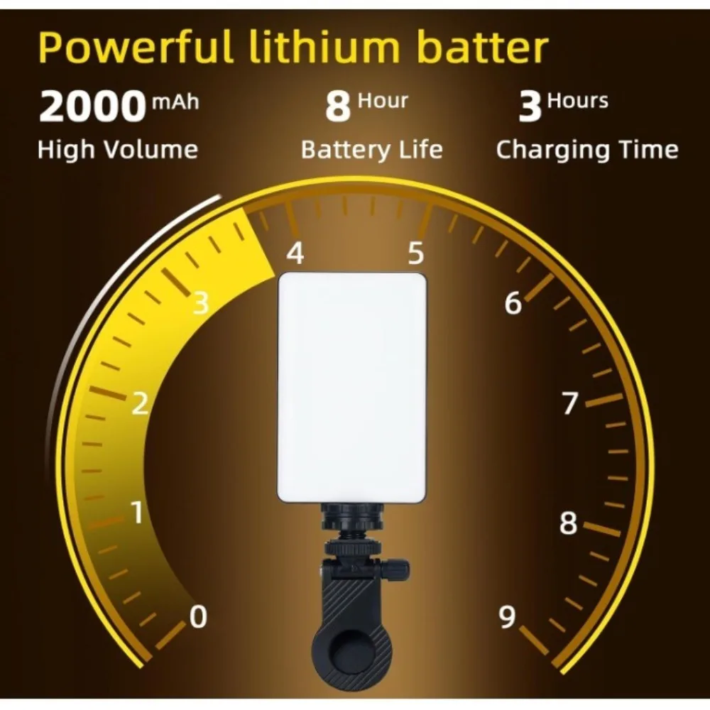 Universal LED RGB Video Light with 1/4 Hot Shoe Mount Dimmable Light Fill Light Adjustable Rechargeable Selfie Light