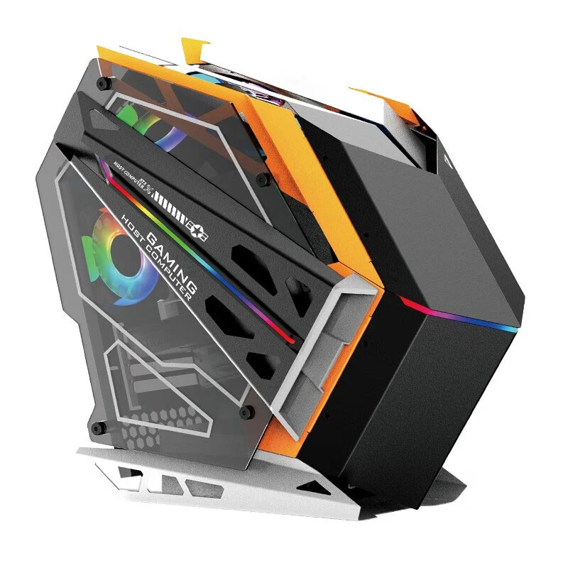 Casing Komputer Gaming Lovingcool MATX Tower Tempered Glass, Kabinet CPU, Casing Komputer Desktop Gamer PC dengan Kipas RGB 120mm