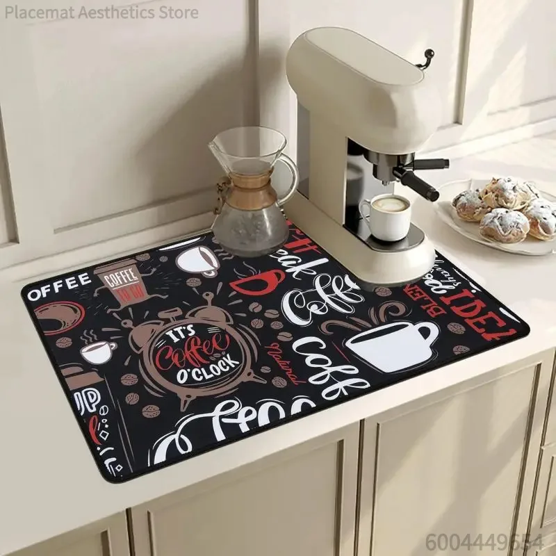 VIKAMA Coffee Cup Drying Mat Non-slip Absorbent Mat Diatoms Tableware Kitchen Counter Drain Mat Coffee Bar Drain Mat