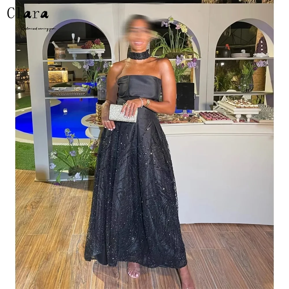 

Clara Custom Black A Line Tube Top Off the Shoulder Elegant Party Dresses 2026 Prom Dresses for Luxury Party Ball Gown Dress