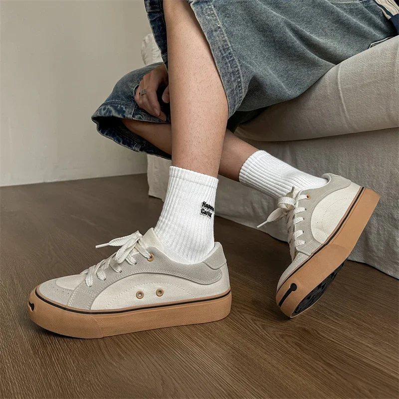 

Smile Solid Color Niche Canvas Shoes Round-toe Loafers - Couple Style Men's Casual Shoe Solid Color Niche Breathable Canvas Shoe