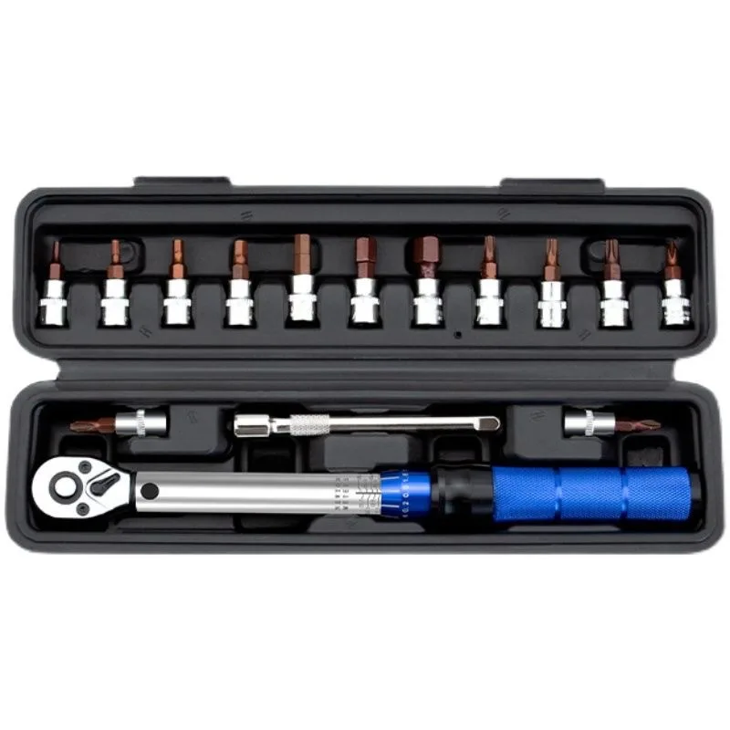 

15-Piece Bike Maintenance Tool Kit, Adjustable Preset Torque Wrench with Fine Accuracy, Delivers Precise Fastening for Daily Cyc