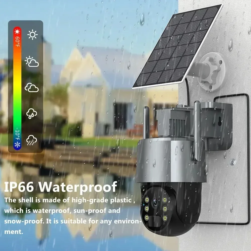 5MP TUYA Solar WiFi IP Camera Outdoor Built-in Battery Security 360° PTZ Camera Solar Panel Wireless Video Surveillance CCTV