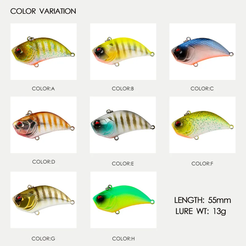 ALASICKA 1PCS 13g 55/52mm VIB Vibra Fishing Lure Artificial Sinking Spinner Baits For Bass Pike Perch Fishing Equipment Tools