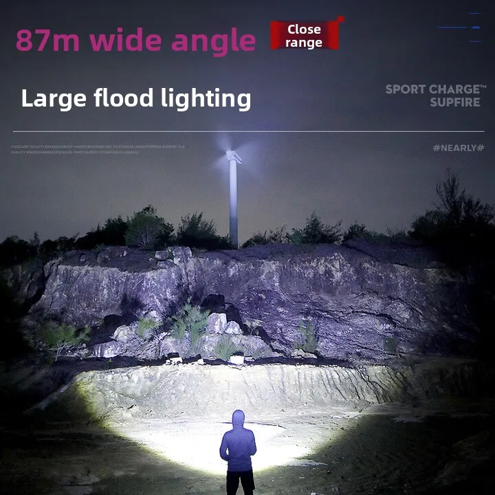 Strong light flashlight, small mini zoom long-range long-range outdoor riding light