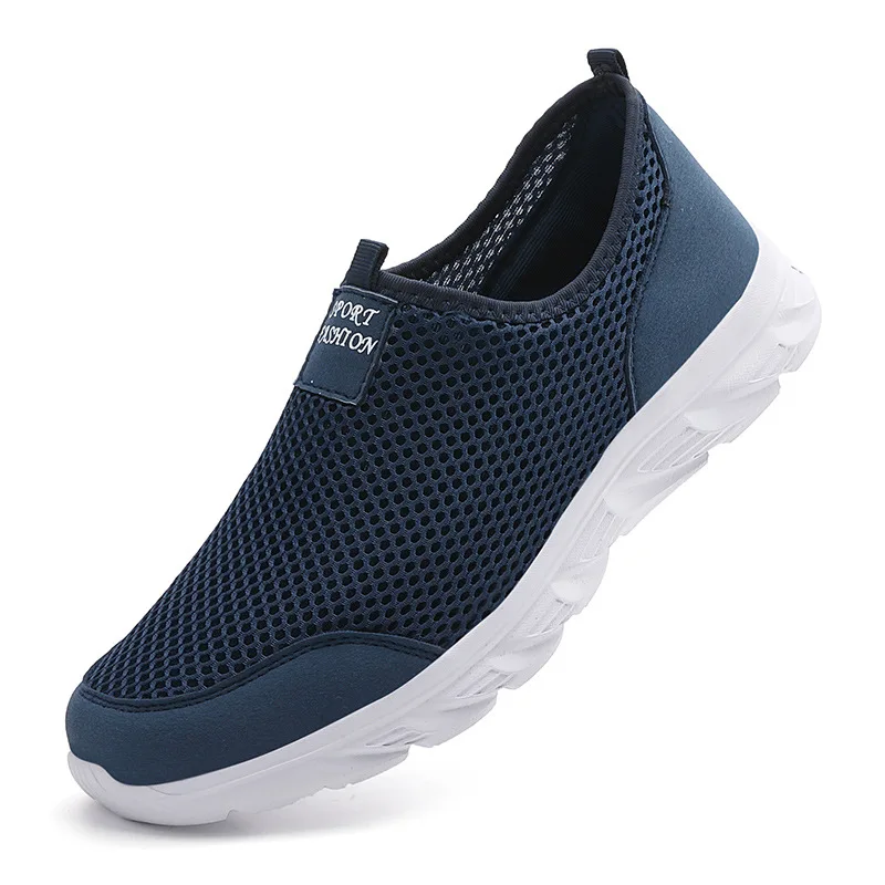 Zapatillas de deporte informales para hombre, zapatos planos vulcanizados sin cordones, de malla ligera, transpirables, para primavera y verano,