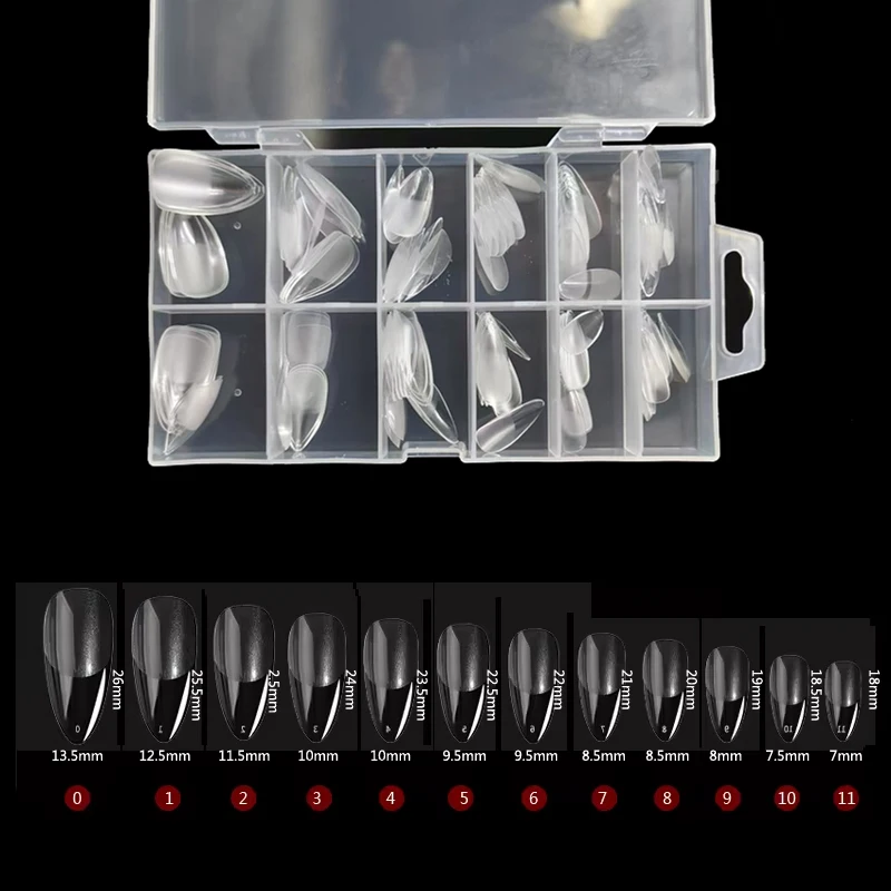 120 Piezas Uñas Postizas Transparentes Semi-Mate en Forma de Ataúd, Tips para Extensión de Uñas con Cápsula 4