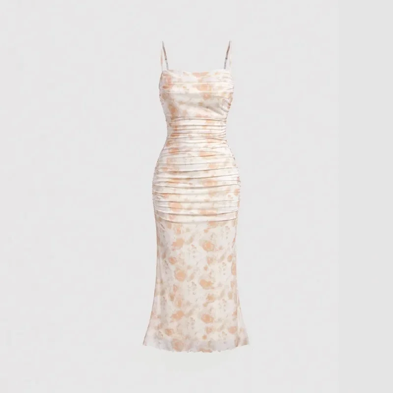 

Sleeveless Dress Women Printing Summer Sexy Streetwear Holiday Maxi Vestidos Spaghetti Strap Bodycon Hip Wrap Vestido Y2k Платье