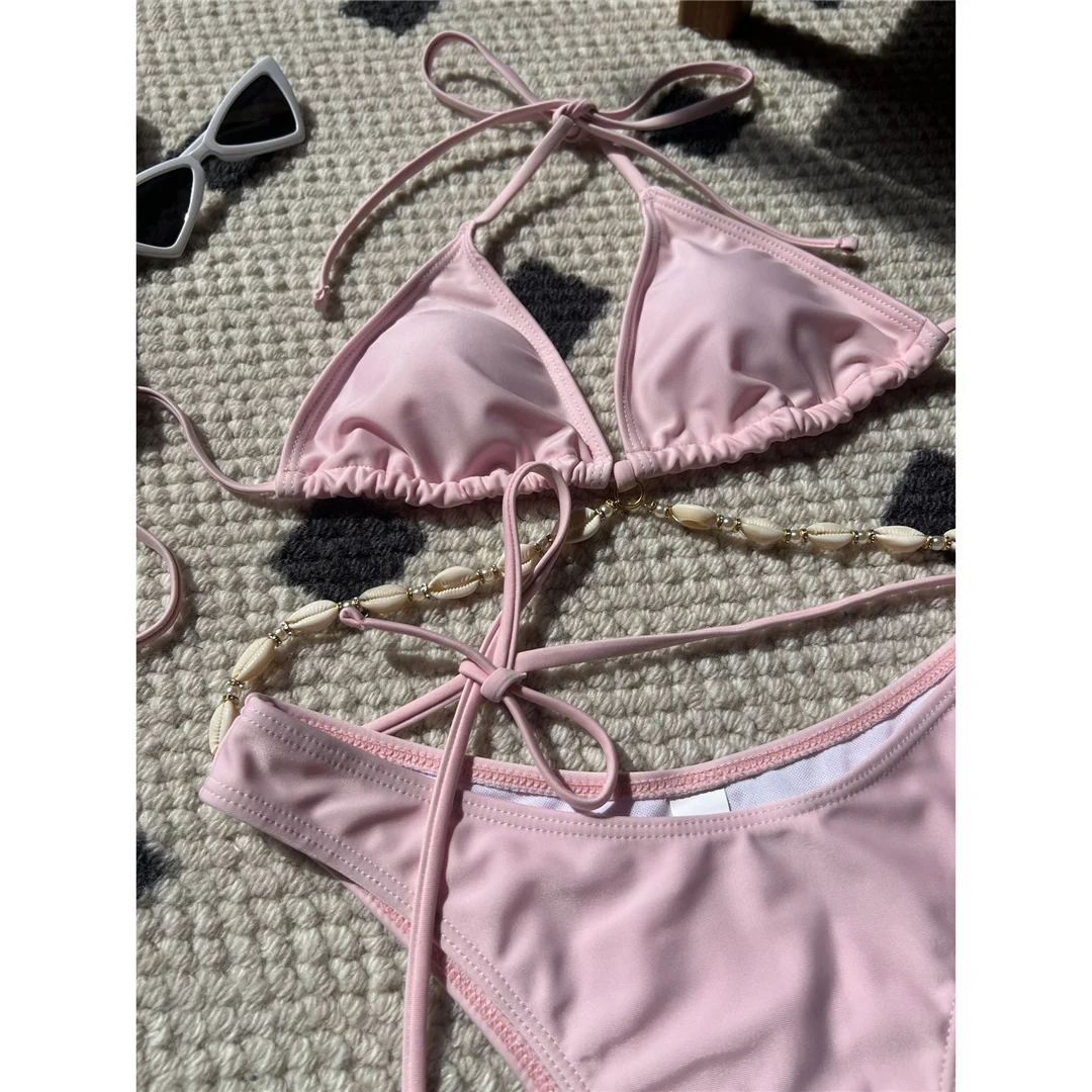 5 Farben, sexy Neckholder-Bikini im Shell-Stil, brasilianischer Bikini, Damen-Badeanzug, zweiteiliges Bikini-Set, Badebekleidung, Badeanzug, Modell V5469. – Detail 29