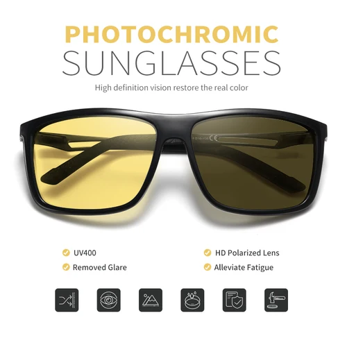 Imagen 2 del producto Marca LIOUMO, gafas de sol polarizadas fotocromáticas cuadradas, gafas de visión nocturna para hombres y mujeres para conducir, gafas camaleón de moda