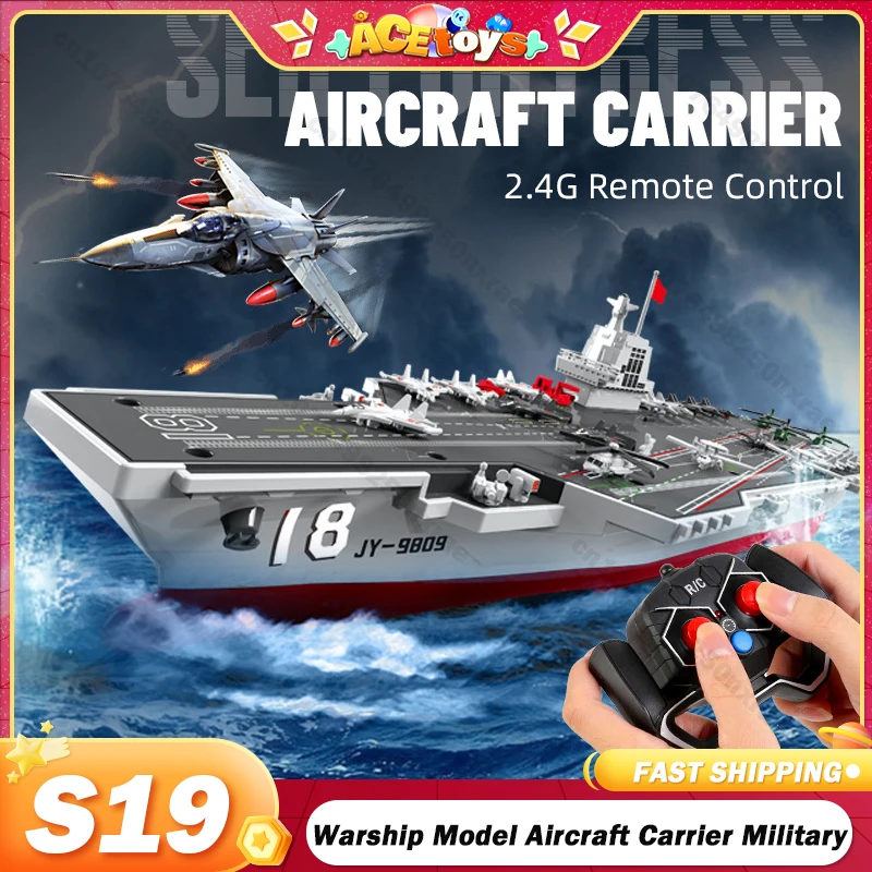 

S19 Mini Warship Model Aircraft Carrier Military 2.4G Electric Wireless Remote Control Ship Speedboat Toys for Boys Christmas