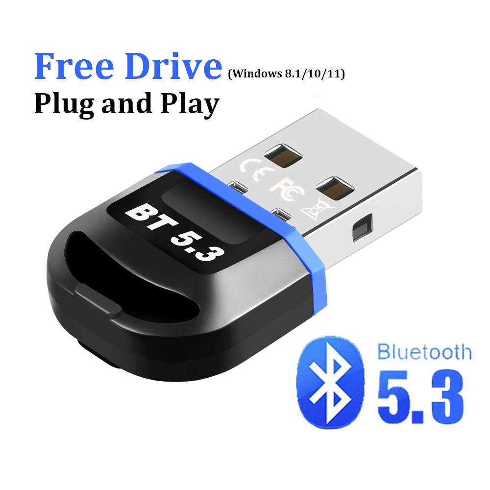 Bluetooth アダプター PC USB Bluetooth 5.3 ドングル Bluetooth 5.0 レシーバー スピーカー マウス キーボード 音楽 オーディオ トランスミッター用