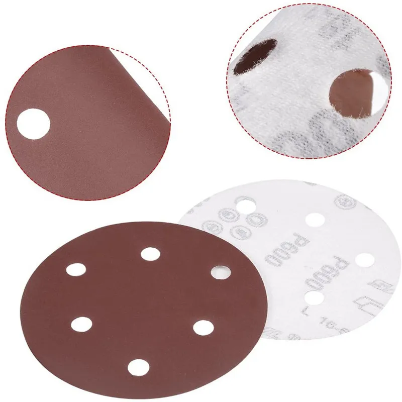 1Pcs 8 Hole 125mm Sandpaper Round Sanding Discs Hook Loop Sanding Paper Buffing Sheet Sandpaper 6 Hole Sander Polishing Pad