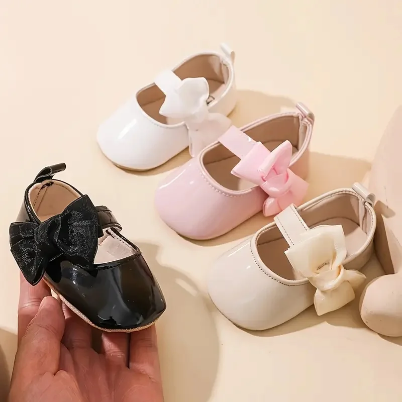 0-1 Jahr alte Baby Wanderschuhe PU Leder weiche Sohle Anti Slip Schmetterling Schleife Neugeborene Baby Schuhe atmungsaktiv Anti Slip