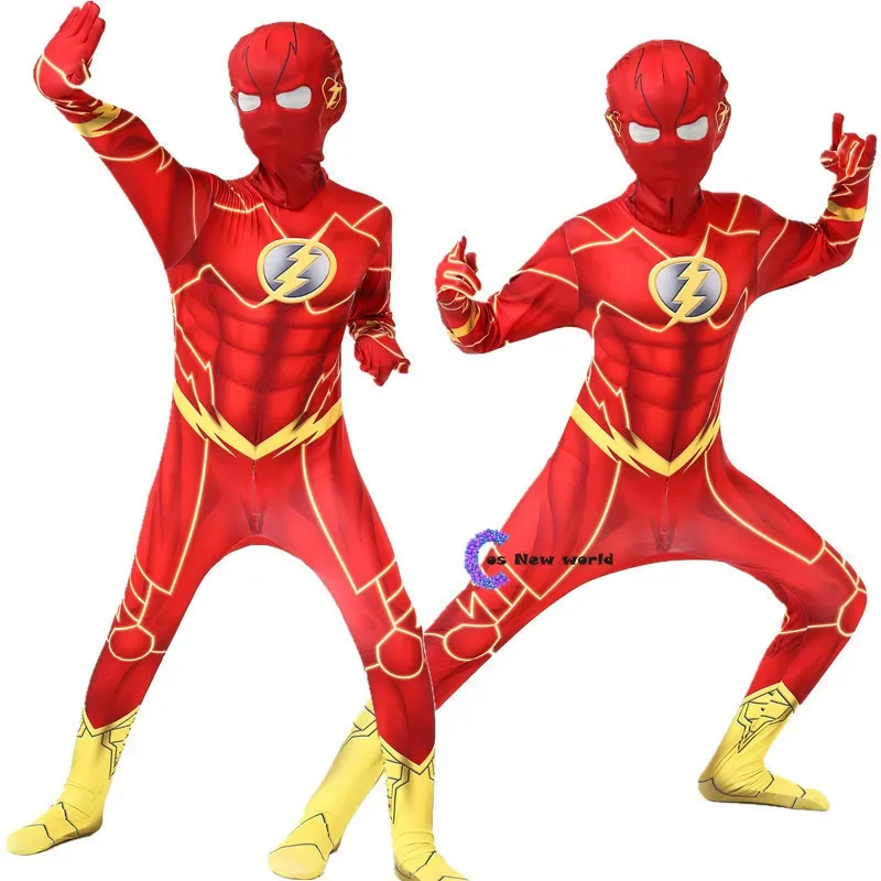 Halloween menino o flash músculo super-herói fantasia vestido crianças fantasia quadrinhos filme carnaval festa cosplay trajes