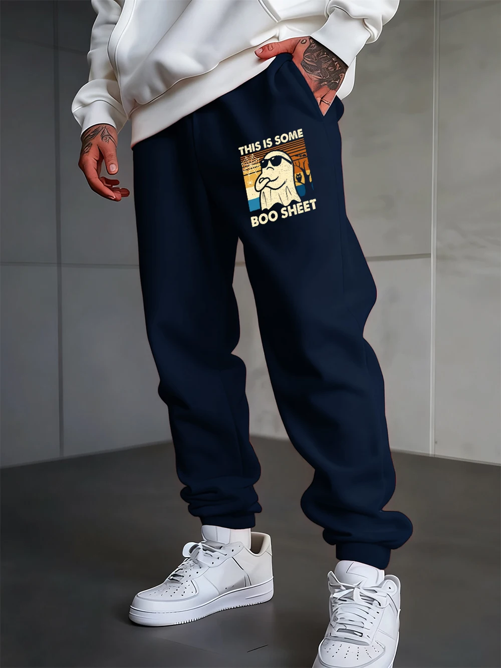 

Спортивные штаны с принтом This Is Some Boo, мужские осенние брюки, универсальные брюки для бега со свободными карманами, базовая одежда с эластичной резинкой на талии