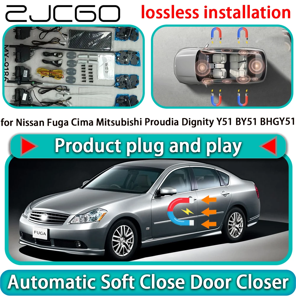 

for Nissan Fuga Cima Mitsubishi Proudia Dignity Y51 BY51 BHGY51 Soft Close Door Kit Power Latch Door Catch Soft Closing Assist