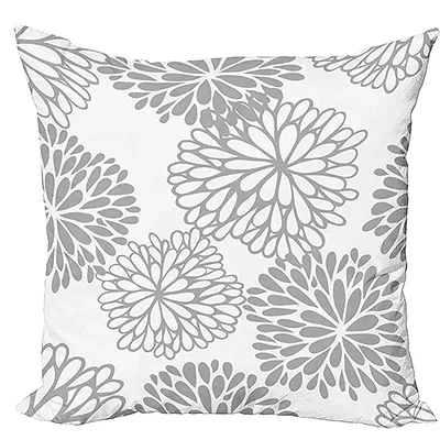 Retro Pillow Cover Grid Dahlia Pattern Printed Modern Gray and White Short Plush Cushion Cover 45x45 pillow case