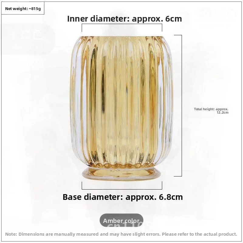 

Light Luxury Striped Transparent Glass Cosmetic Brush Pen Storage Case Hydroponic Vase Storage Box for Makeup Organizer