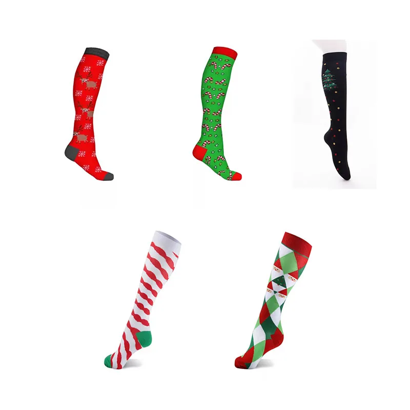 5 pairs lot pack women men elastic Christmas Compression stockings outdoor Nylon breathable sports soccer stocking protect feet
