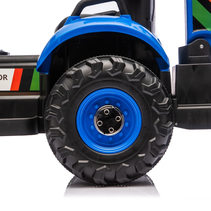 24V Kids Ride On Electric Tractor Toy 4 In 1 Construction Attachments Parent Remote 3 Speed Music LED Tail Light